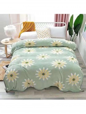 Daisy Print Embroidered Microfiber Soft Printed Flannel Blanket (with gift packaging) 